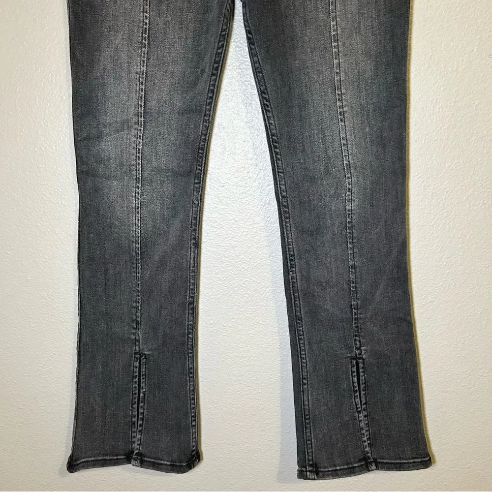 NEW Abercrombie Kids Black High Rise Split Hem Flare Jeans Girl’s Size 11 / 12